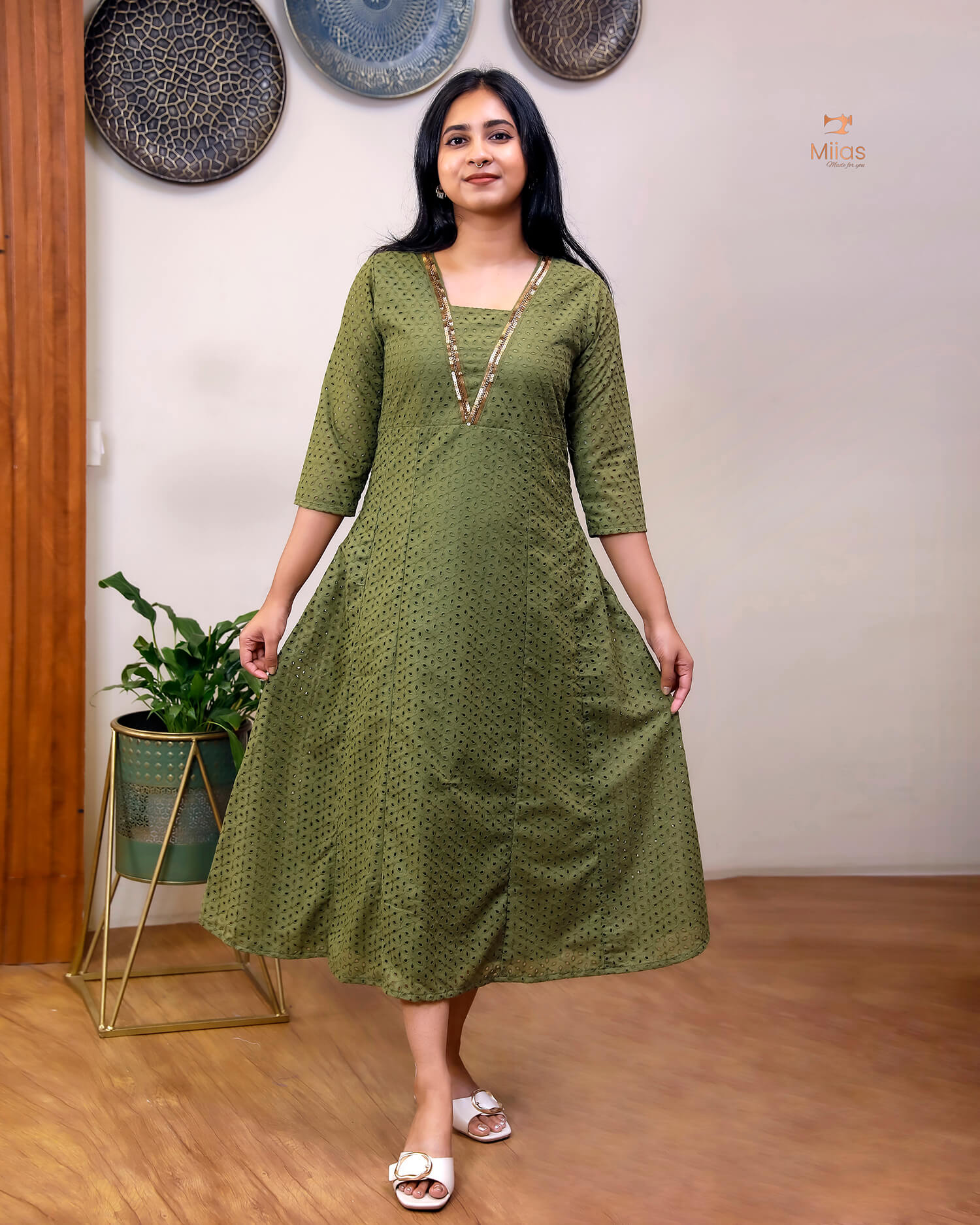 Elegant Sequined Panel Top in Soft Cotton