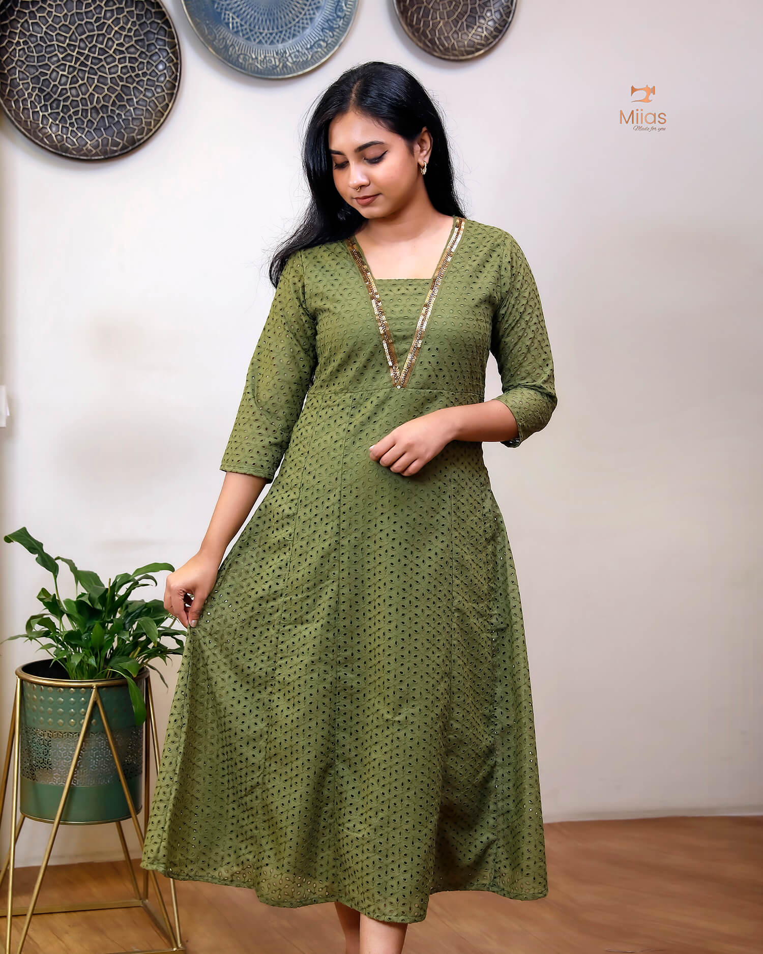 Elegant Sequined Panel Top in Soft Cotton