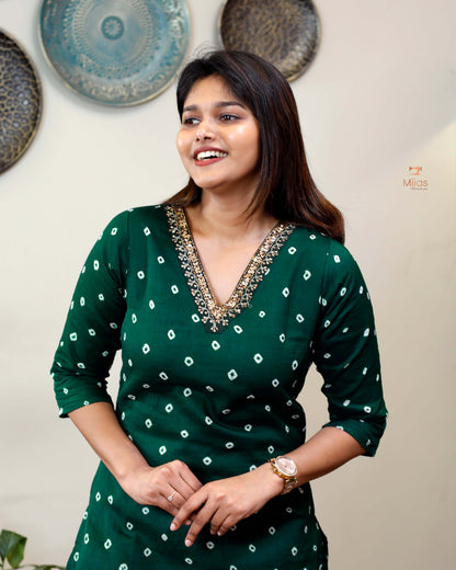 Bandhani Printed Mul cotton Co-ord set