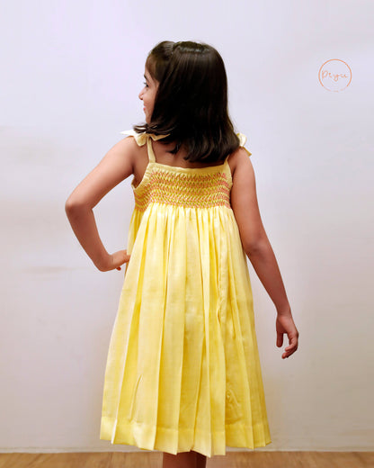 Smocked Kids' frock in soft linen cotton