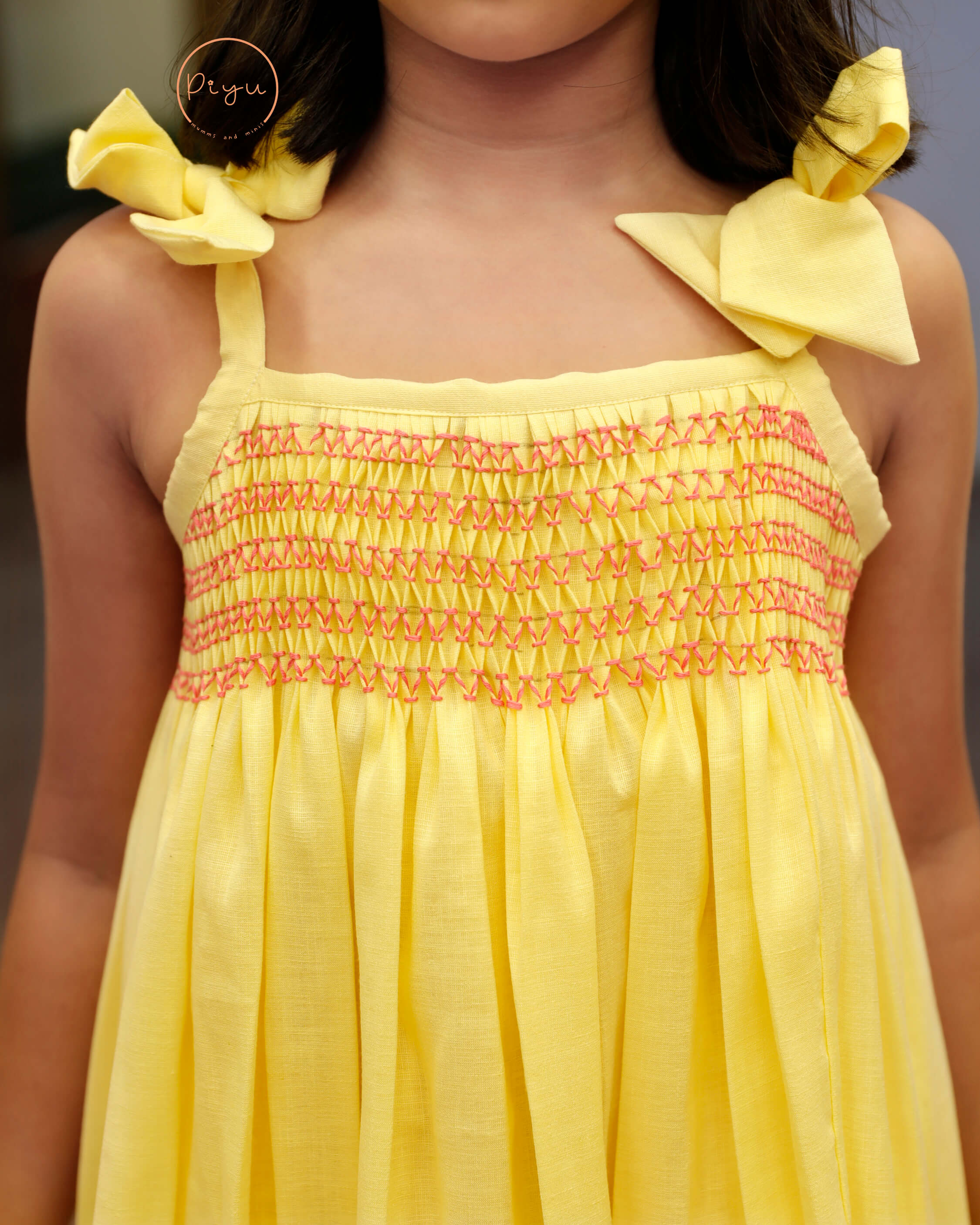 Smocked Kids' frock in soft linen cotton