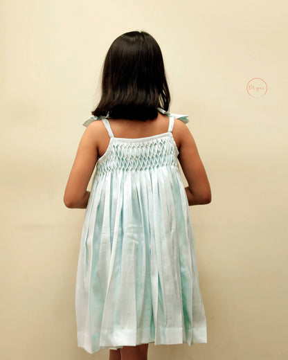 Smocked Kid's frock in soft linen cotton