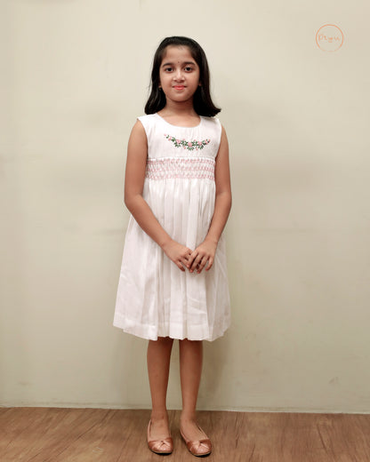 Kids Frock with smocking and hand embroidery