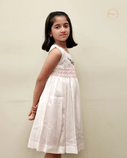 Kids Frock with smocking and hand embroidery