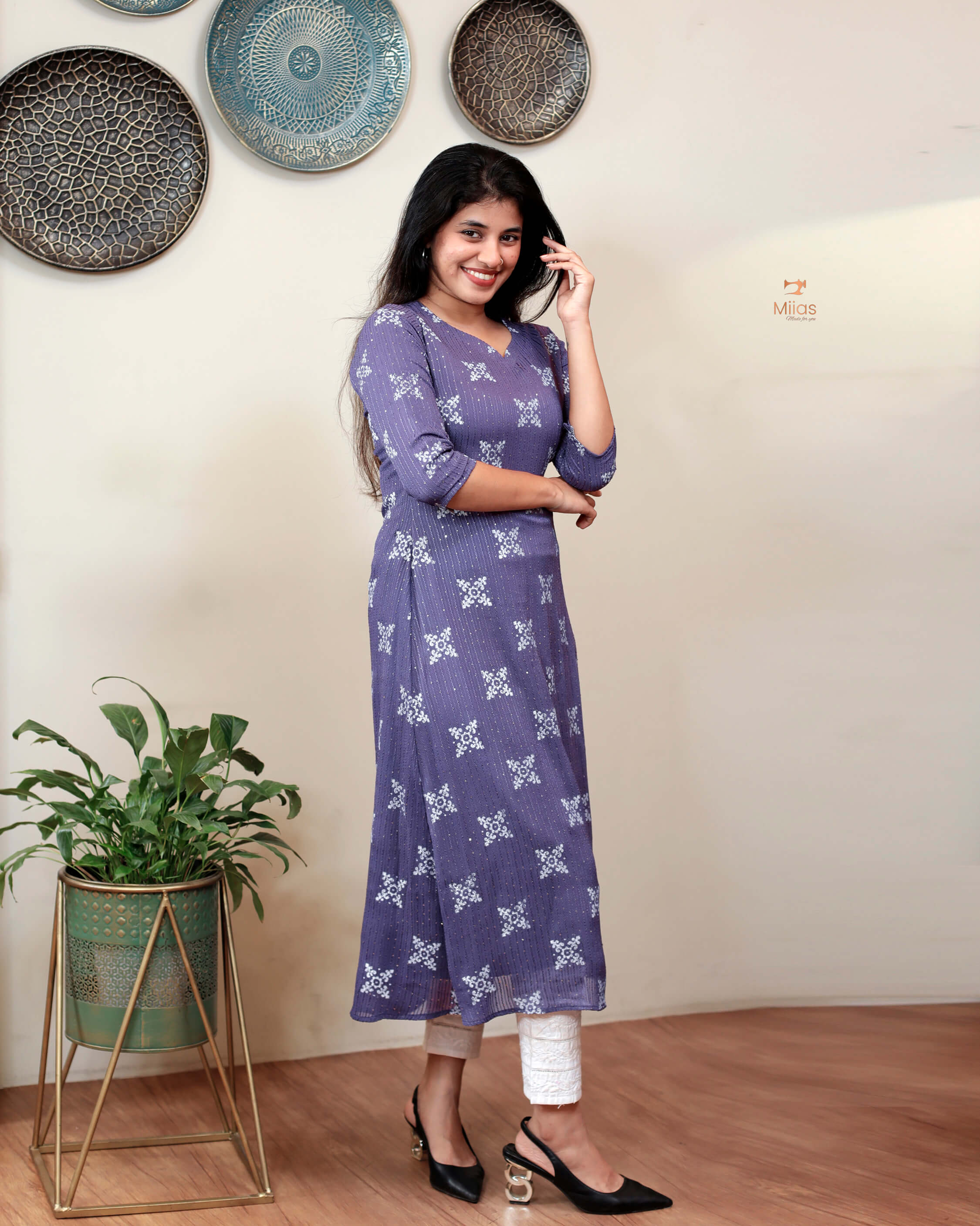 A- line sequined georgette Kurti