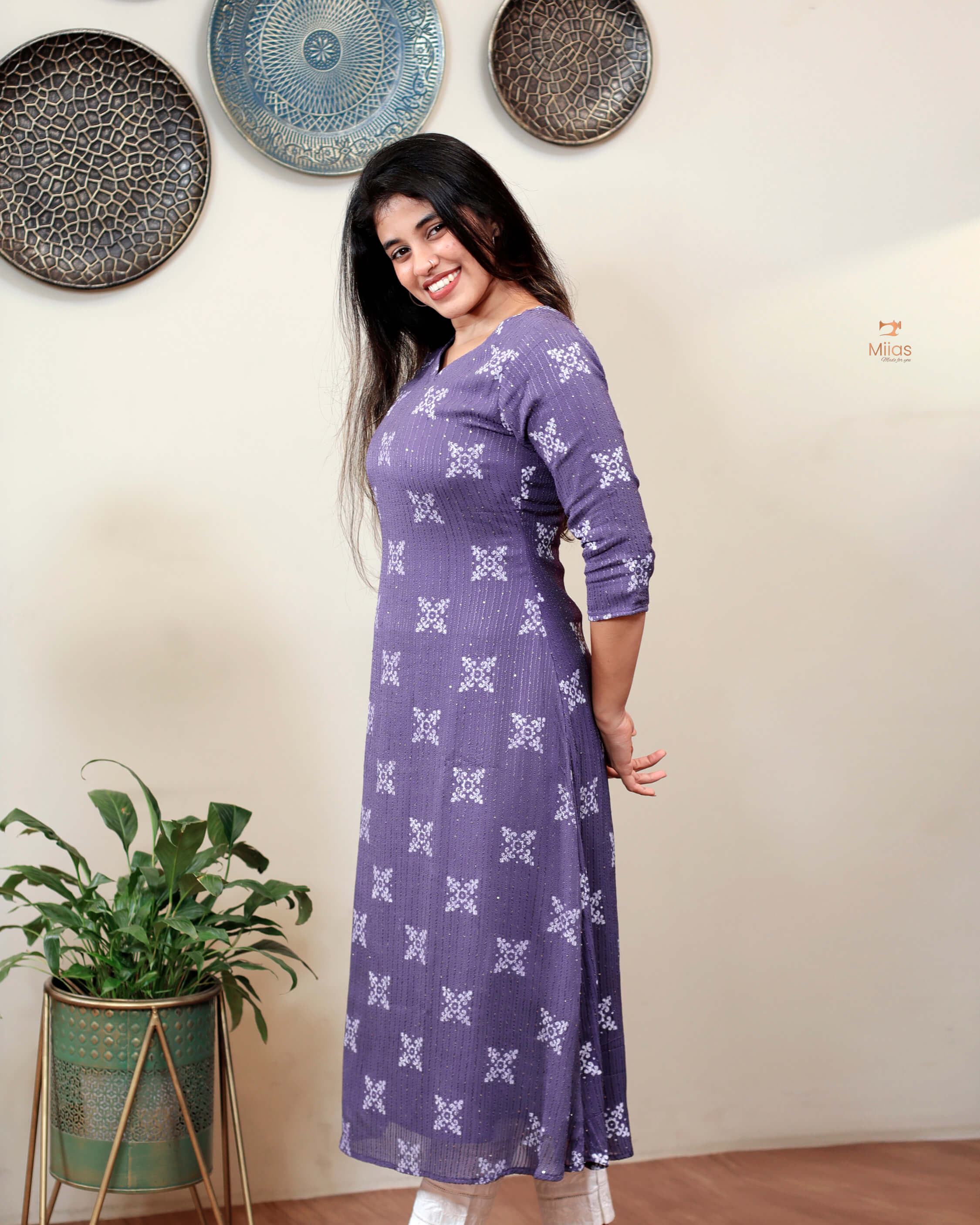 A- line sequined georgette Kurti