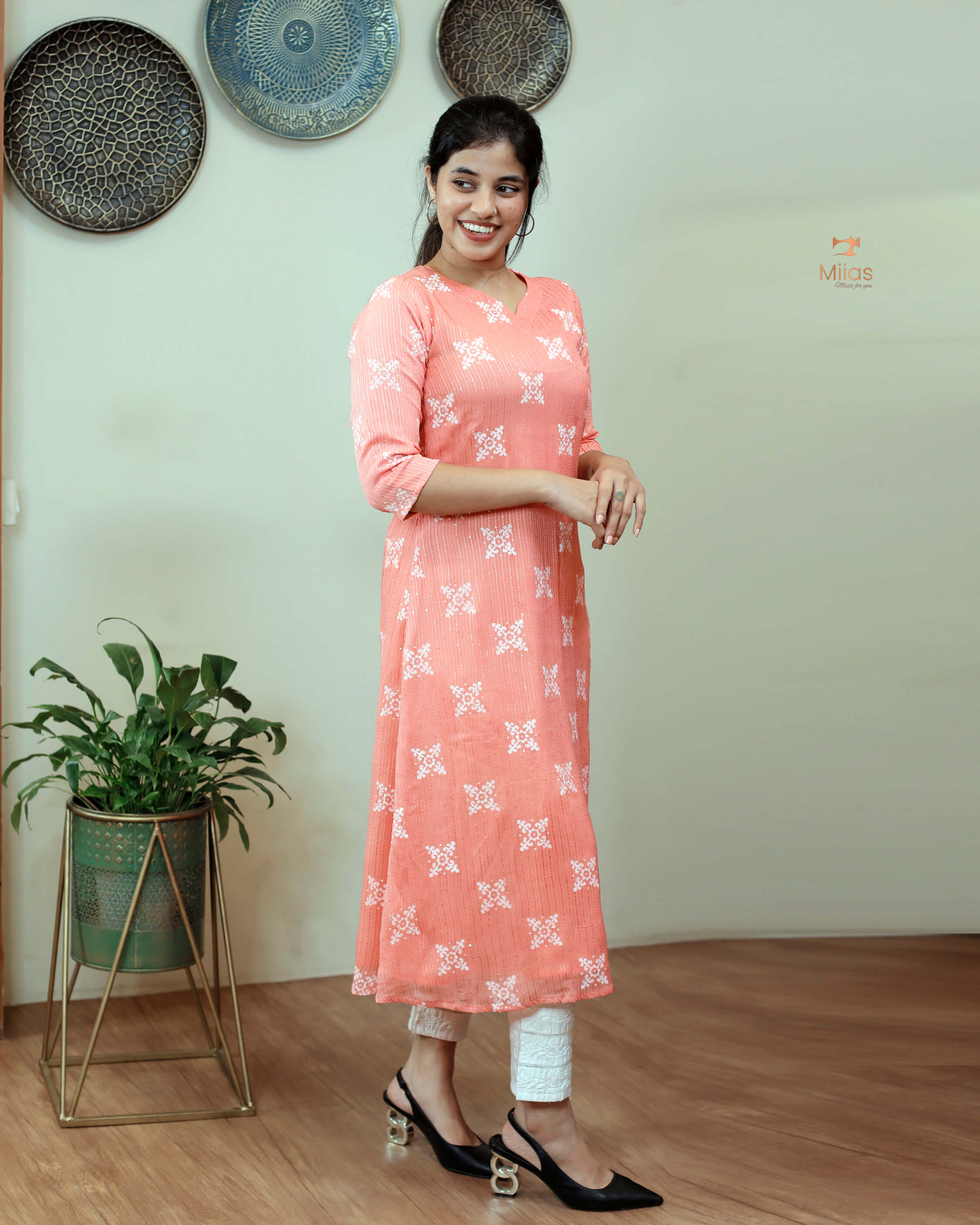 A- line sequined georgette Kurti