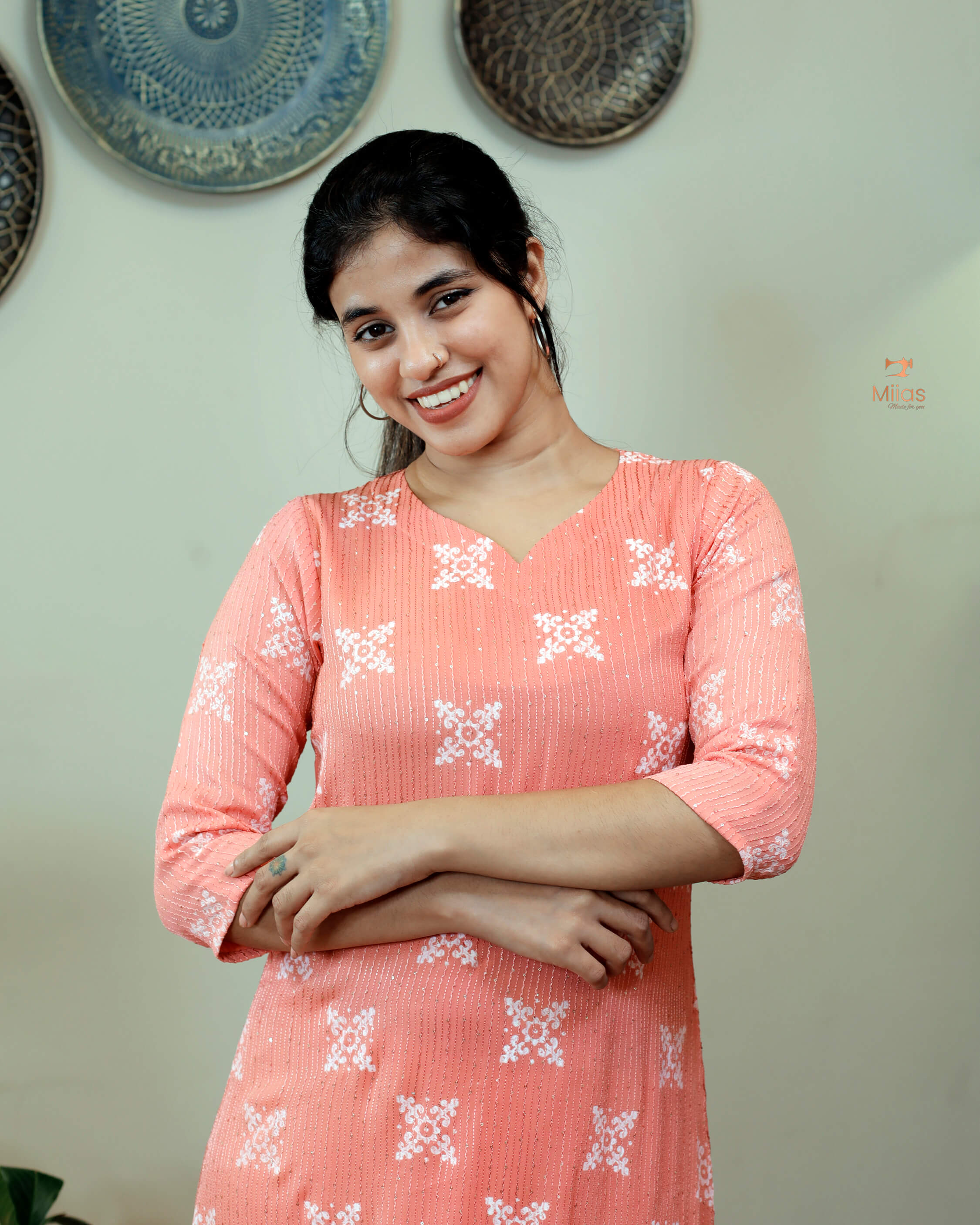 A- line sequined georgette Kurti