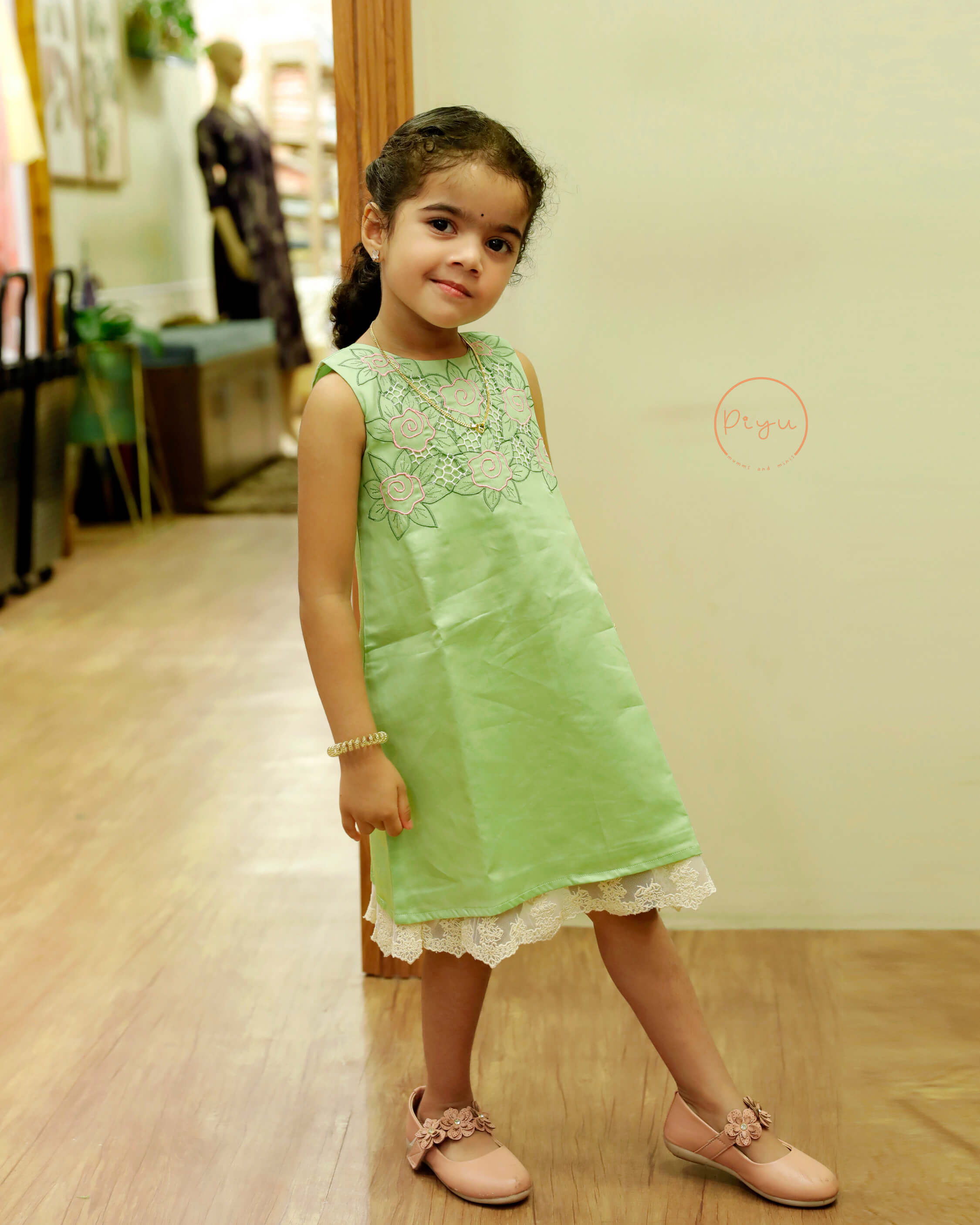 A Line Frock with cut work