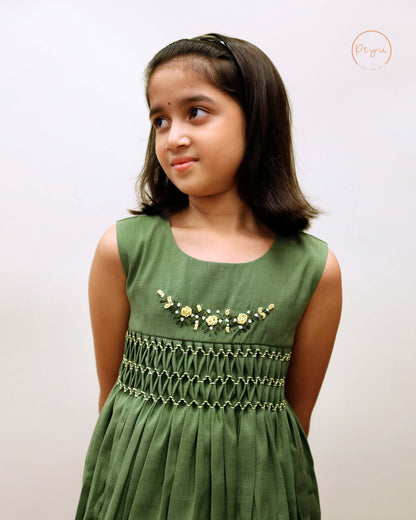 Kids Frock with smocking and hand embroidery