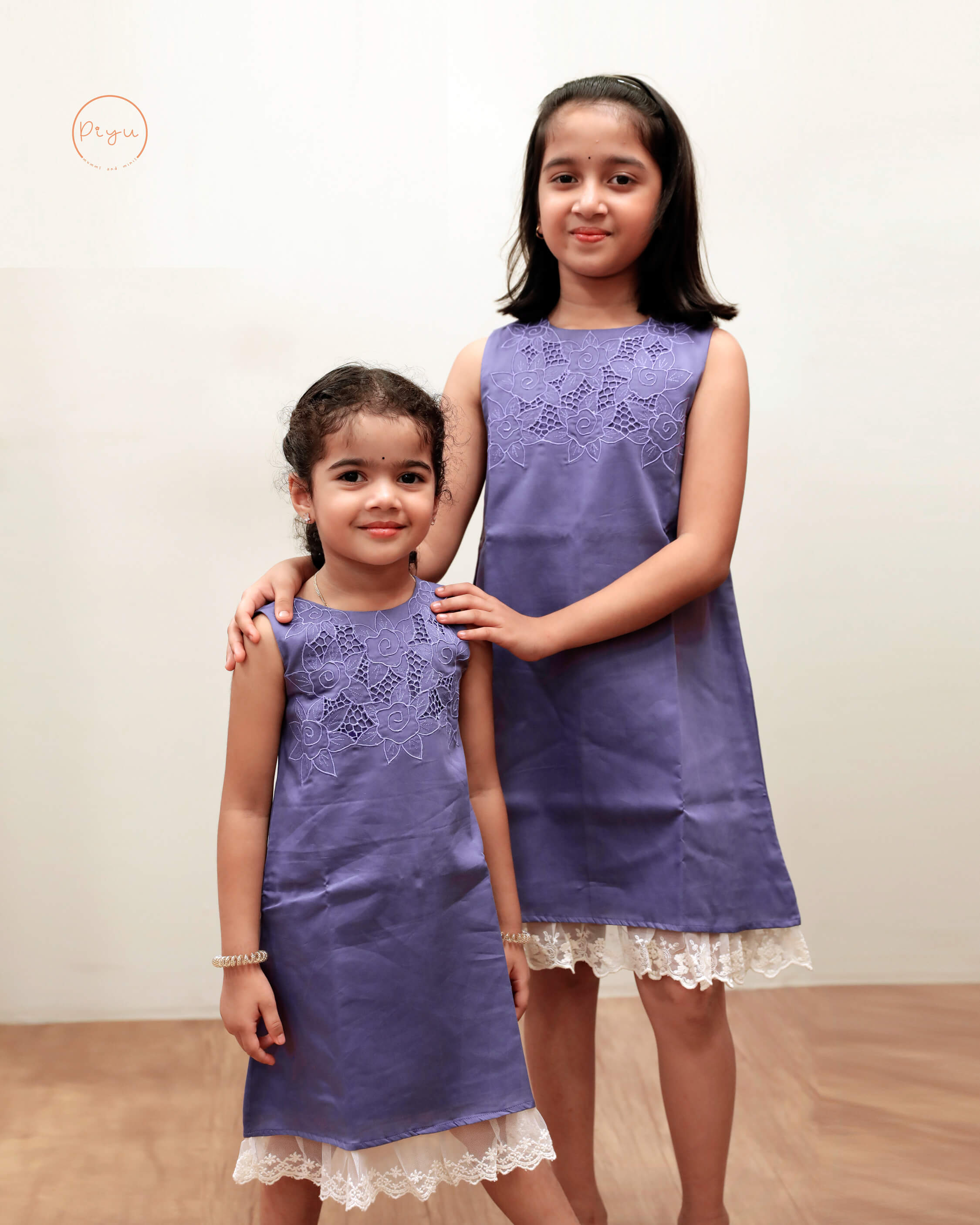 A Line Frock with Cutwork in Satin cotton