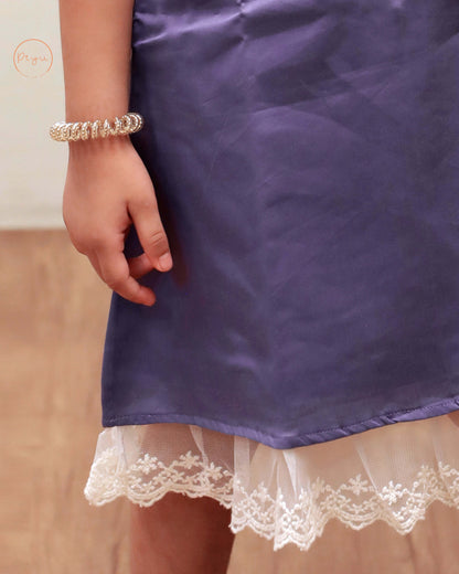A Line Frock with Cutwork in Satin cotton