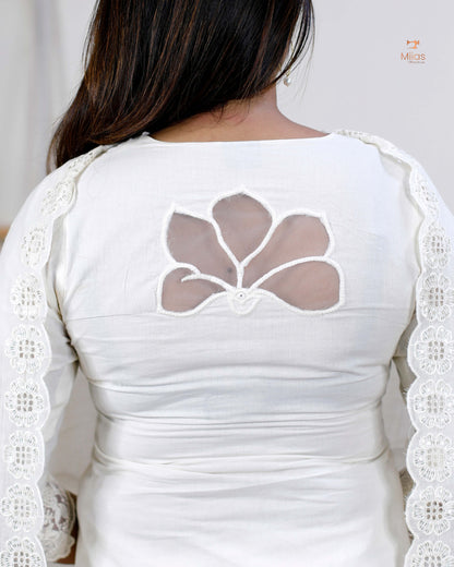 Kora cotton Co-ord set with applique and embroidery work