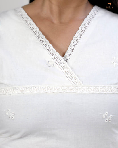 Kora cotton Co-ord set with applique and embroidery work