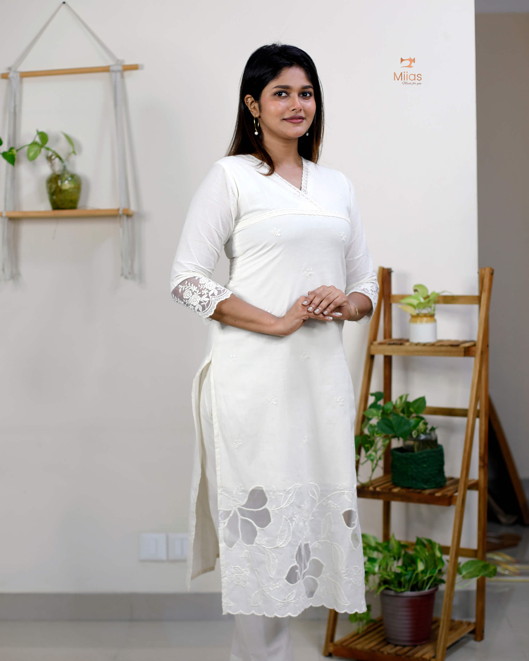 Kora cotton Co-ord set with applique and embroidery work