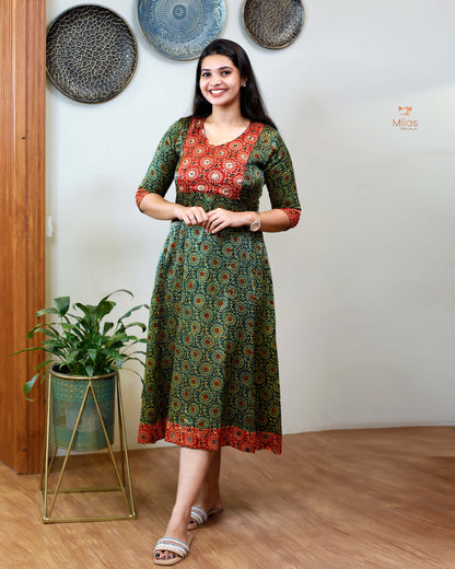 Mashru Silk Panelled Dress Kurti