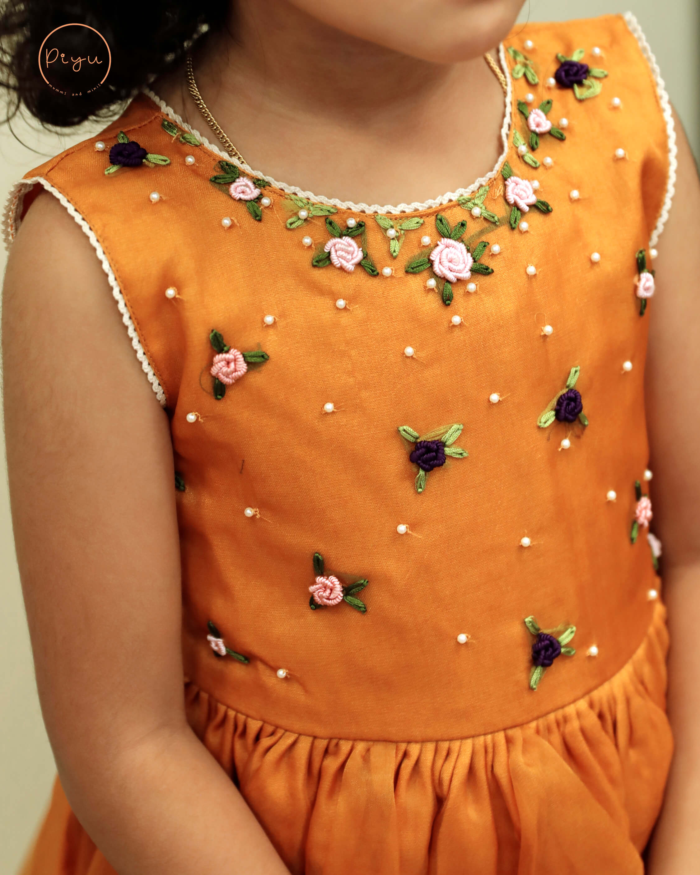 Organza Frock with hand work