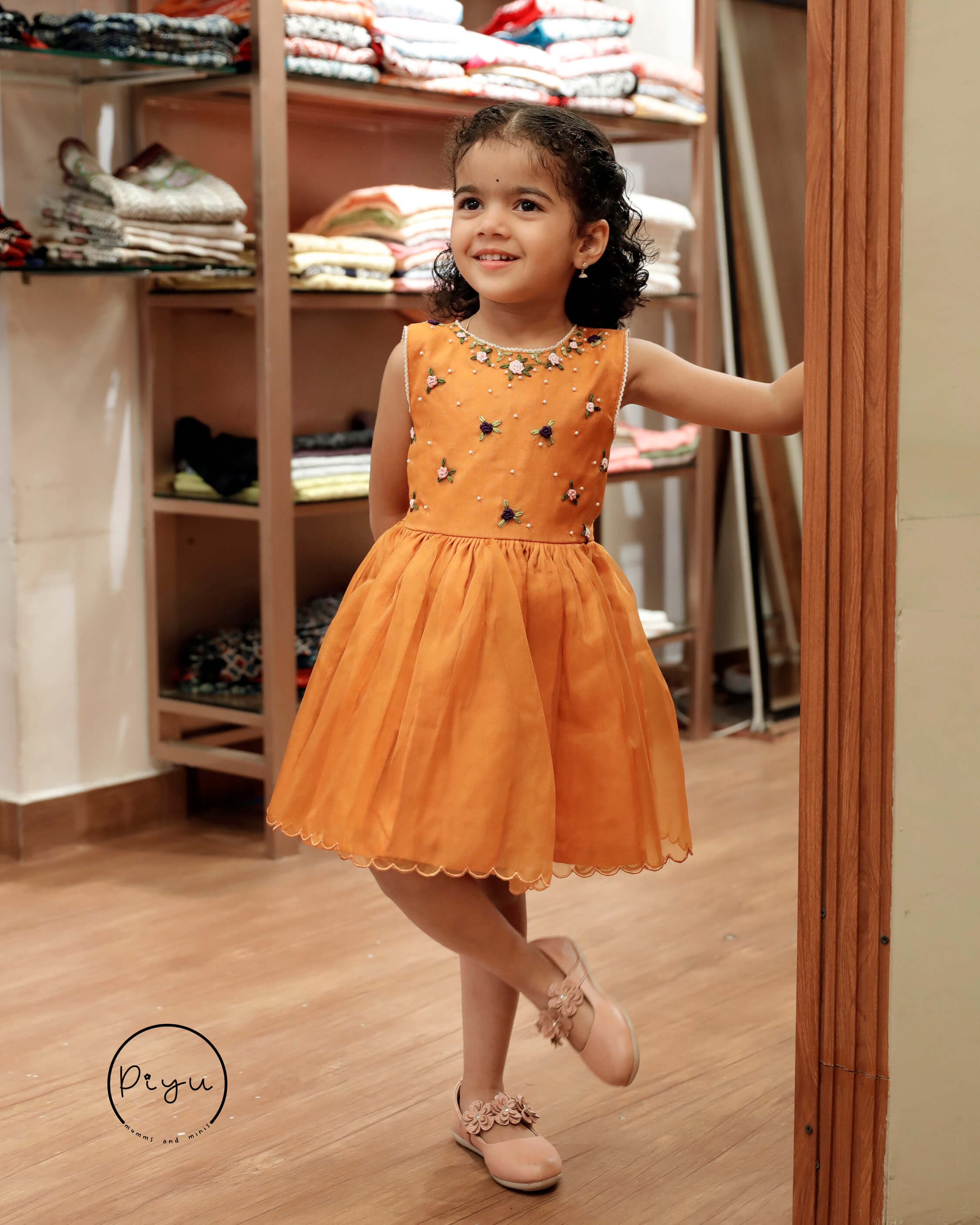 Organza Frock with hand work