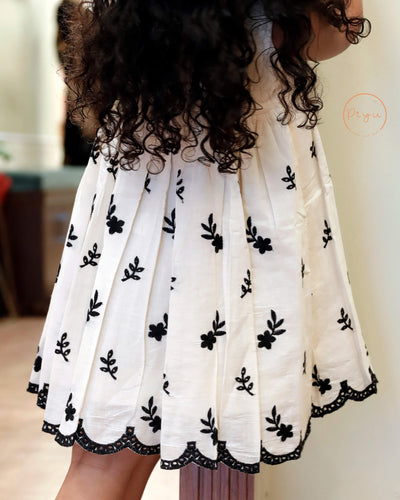 Kora Cotton Kids Frock with Bullion work