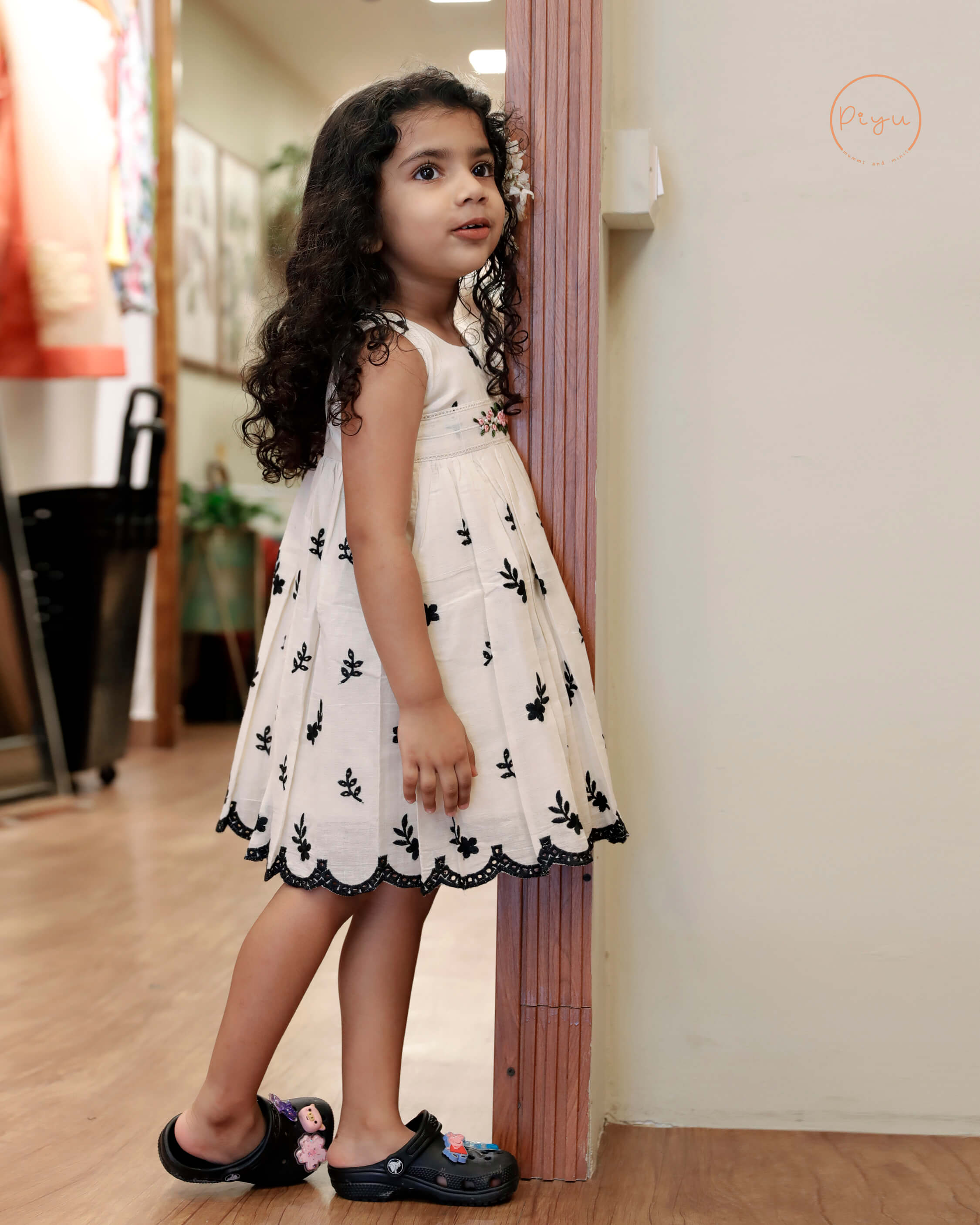 Kora Cotton Kids Frock with Bullion work