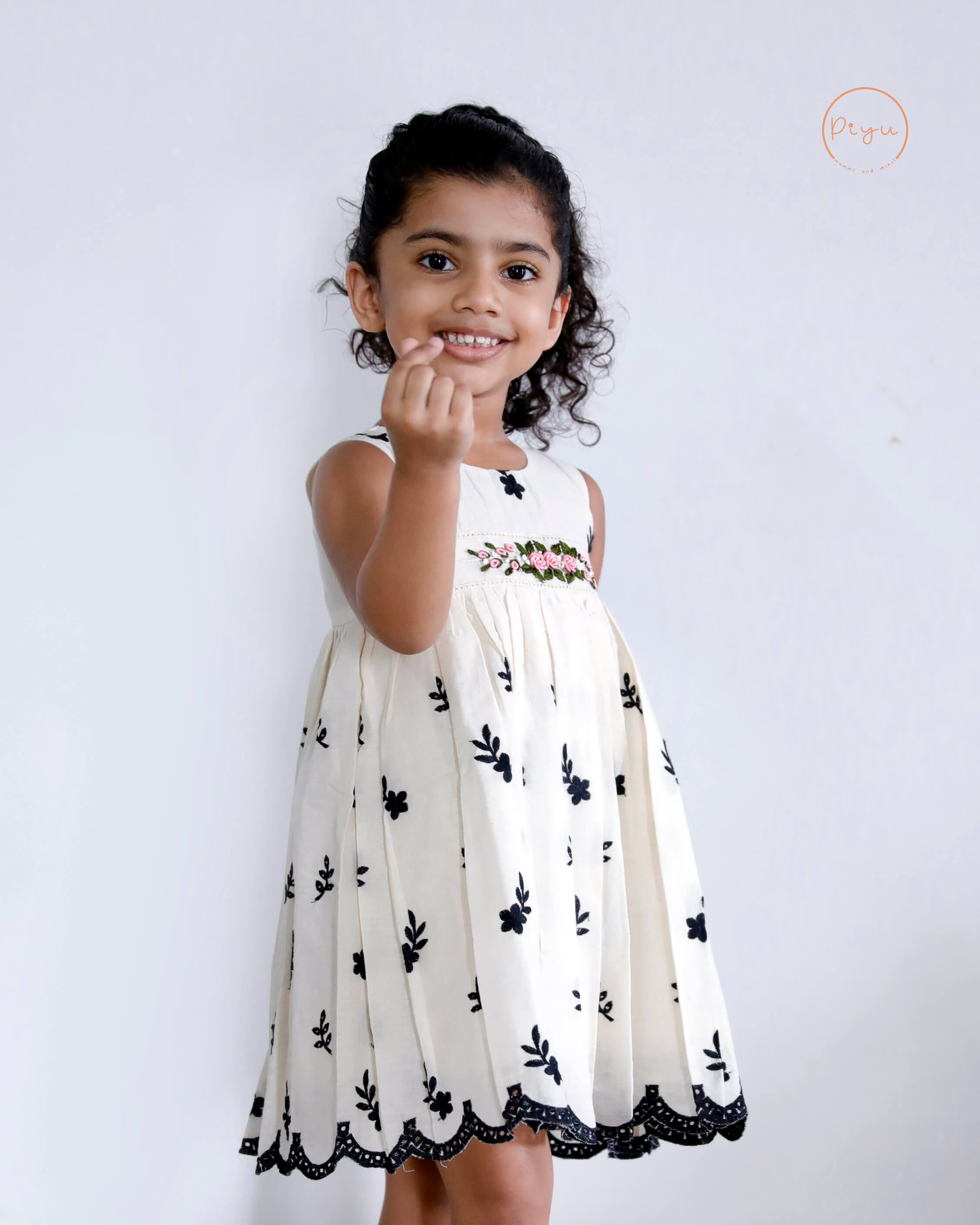 Kora Cotton Kids Frock with Bullion work