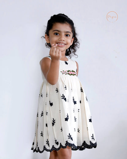 Kora Cotton Kids Frock with Bullion work