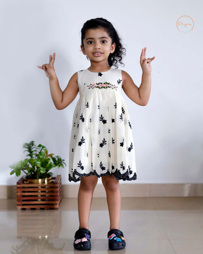 Kora Cotton Kids Frock with Bullion work