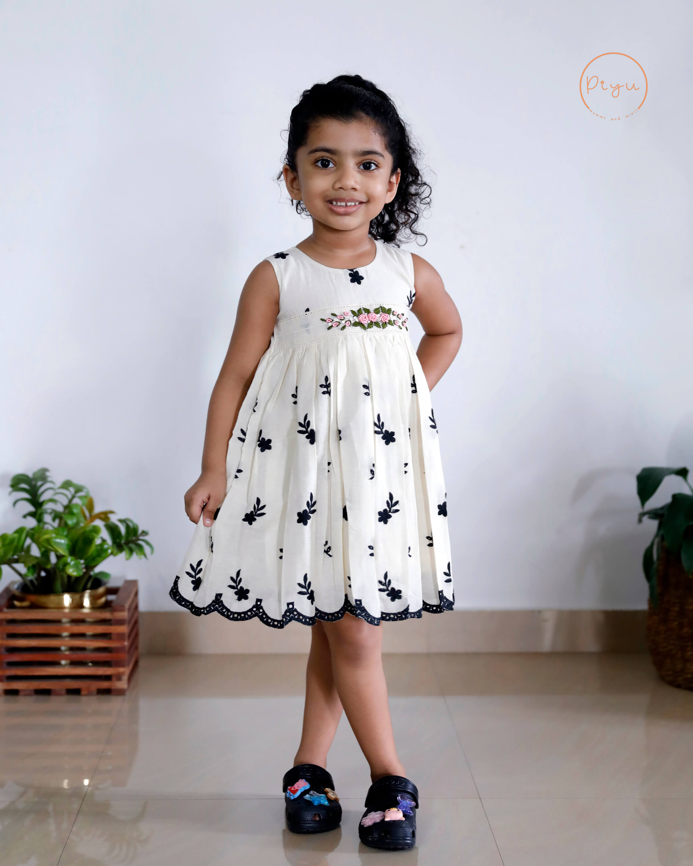 Kora Cotton Kids Frock with Bullion work