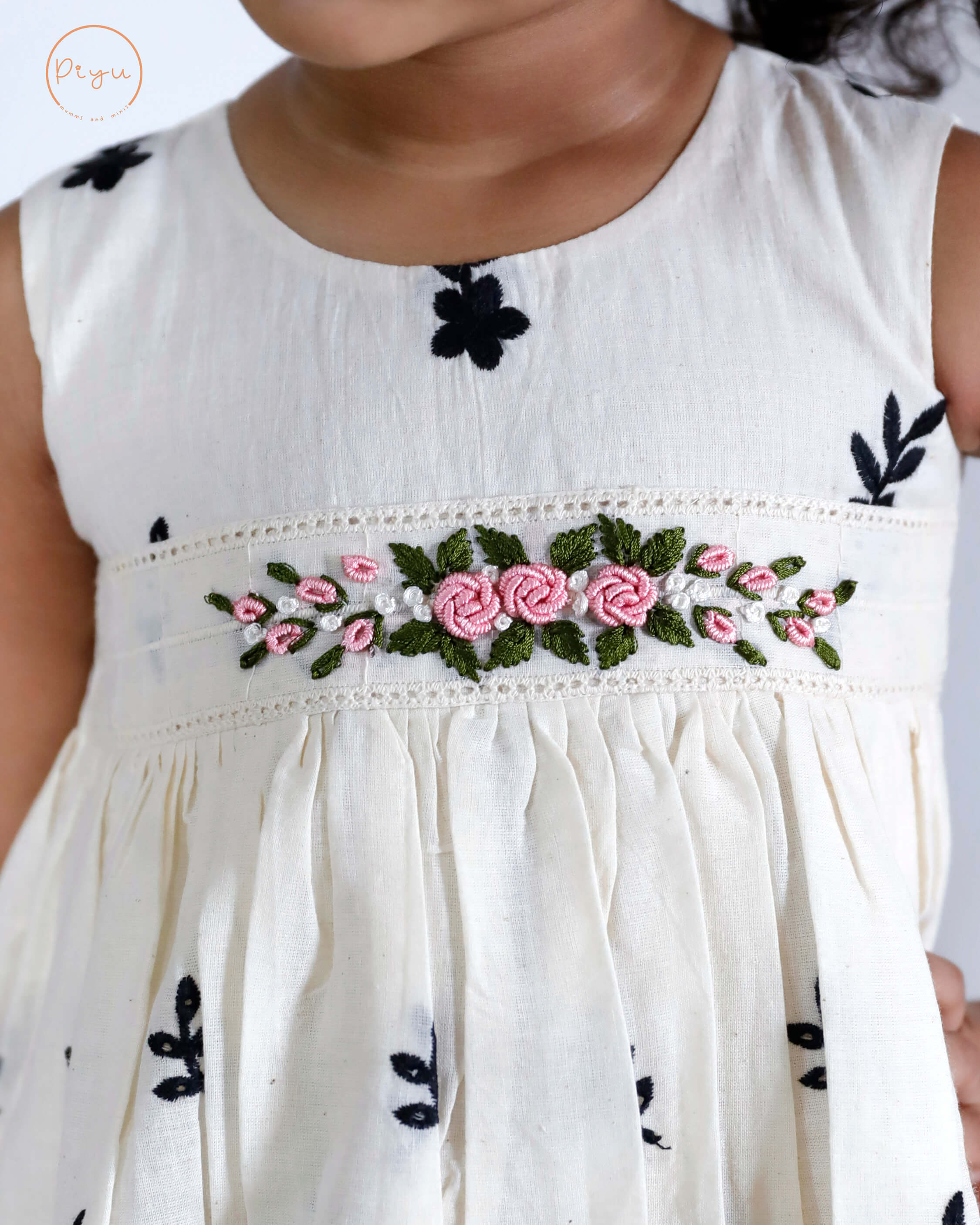 Kora Cotton Kids Frock with Bullion work