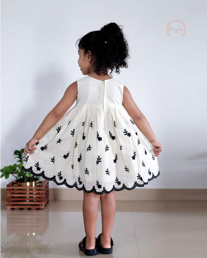 Kora Cotton Kids Frock with Bullion work