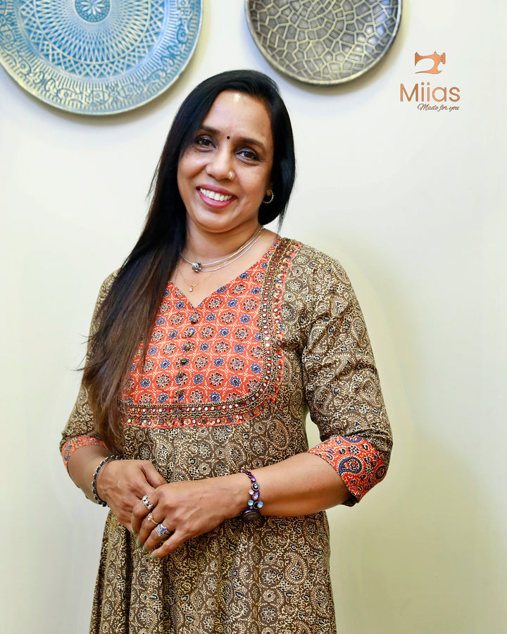 Pure Ajrakh Cotton Panel Cut Kurti