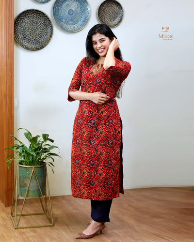 Spun Cotton Top-Red