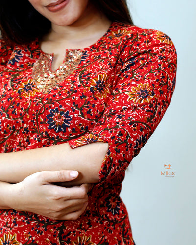 Spun Cotton Top-Red