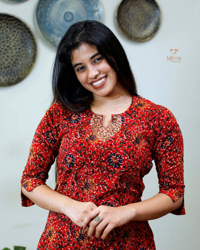 Spun Cotton Top-Red