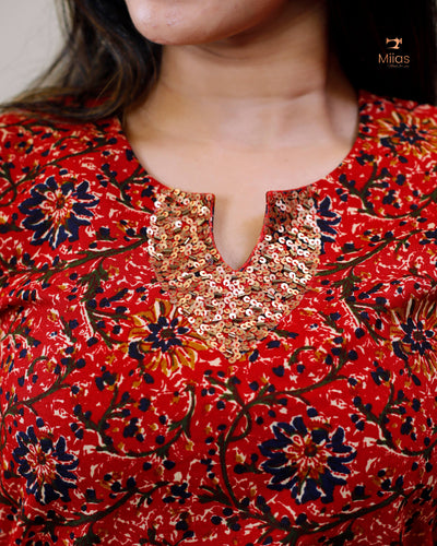 Spun Cotton Top-Red