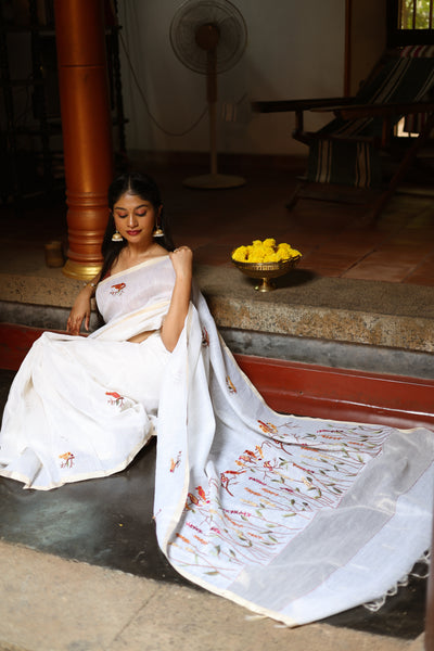 Tissue Check Saree | Handwork & Dual Zari, Banarasi Blouse | Vishu Collection.