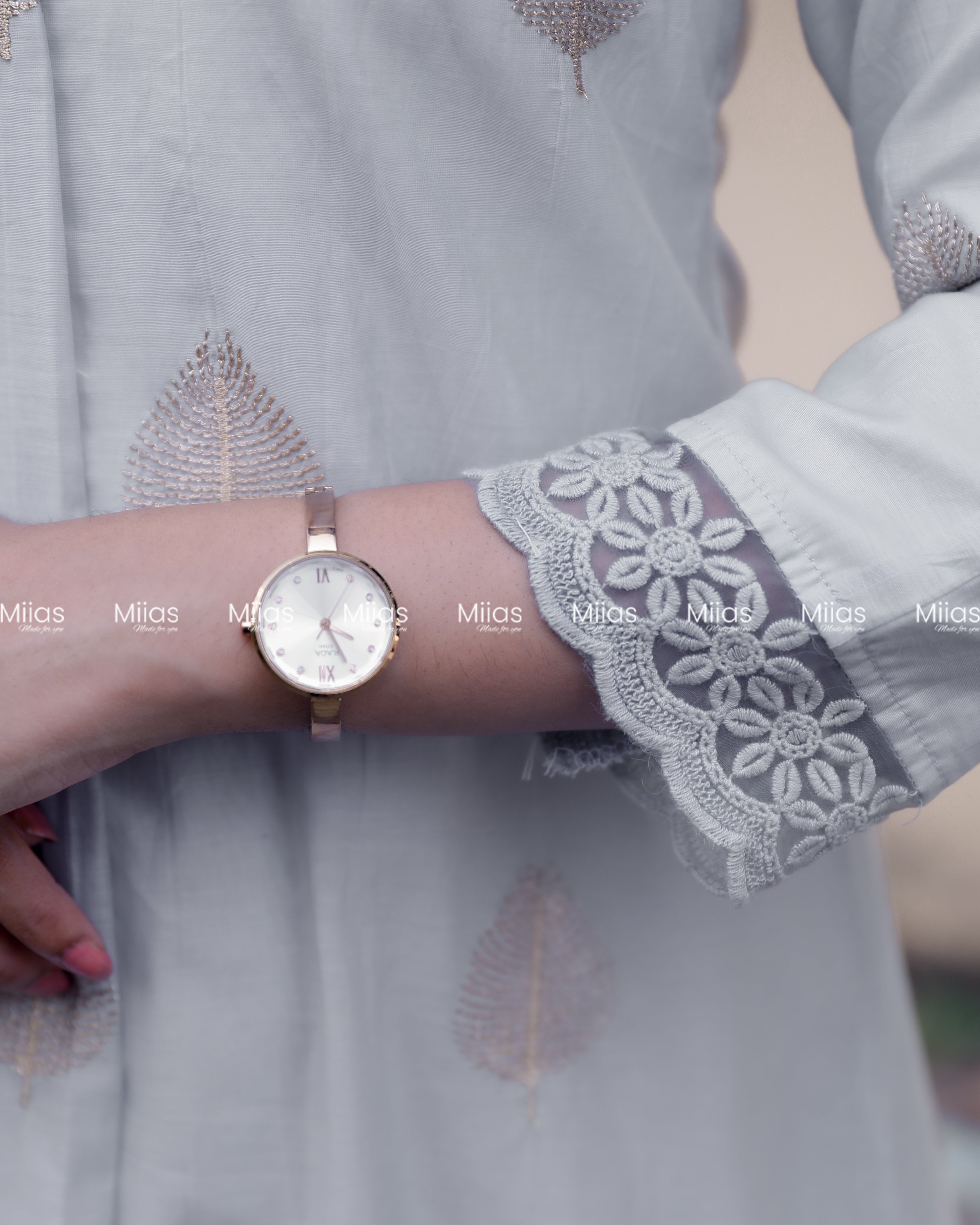 Mul Chanderi Dress Kurti | Zari V-Neck + Lace + A-Line | Pastel Blue