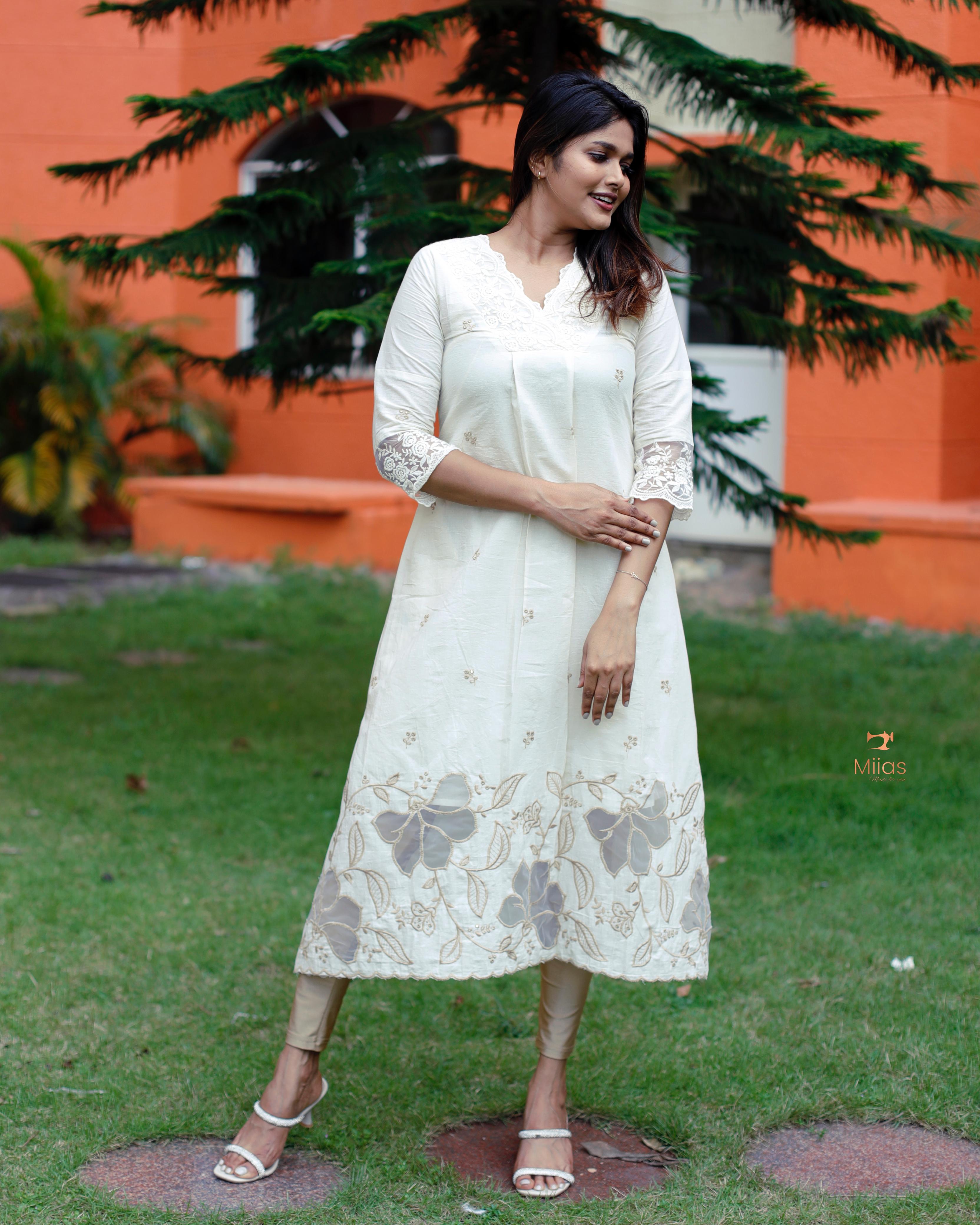 Kora cotton dress-style kurti with slip