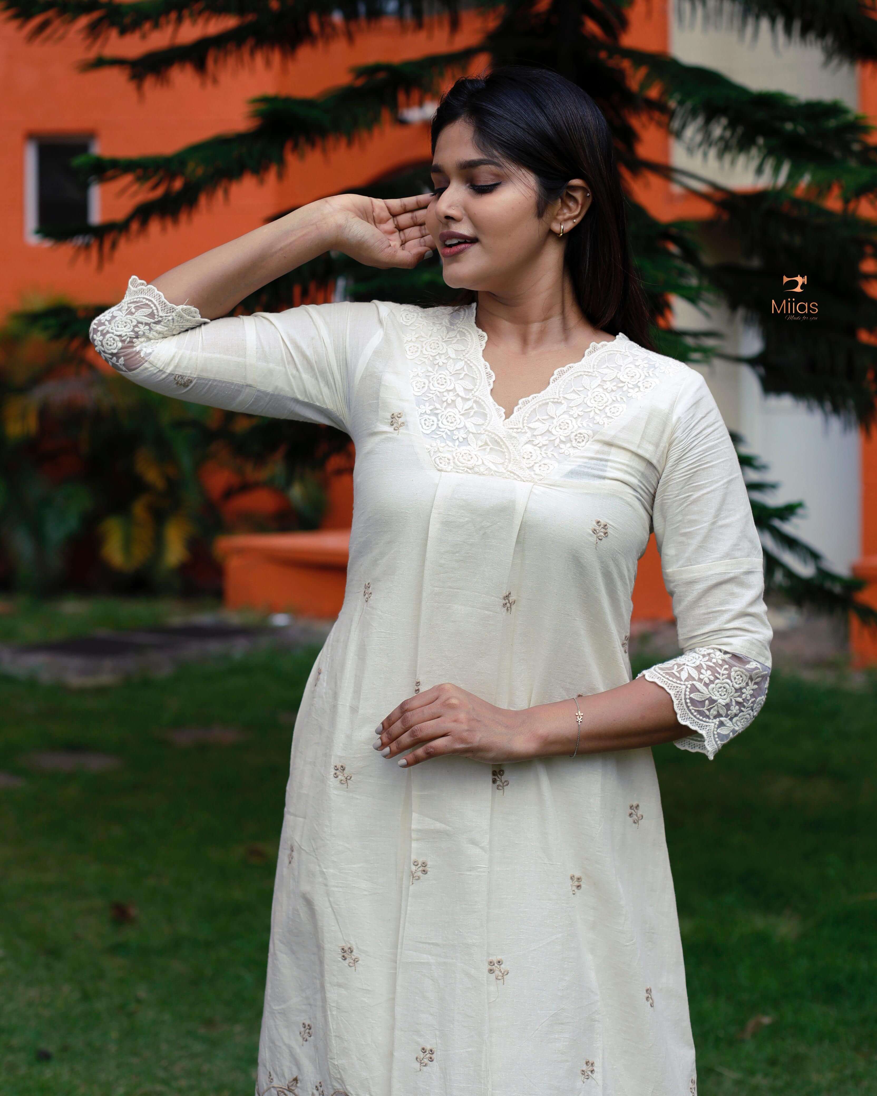 Kora cotton dress-style kurti with slip