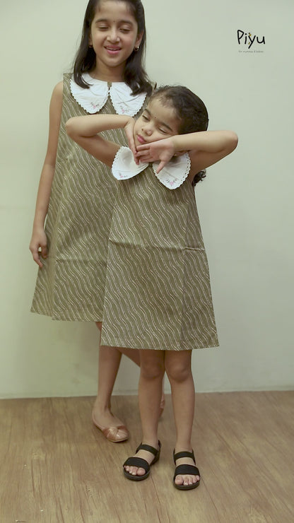 South Cotton Kids Frock, Lace Butterfly Collar