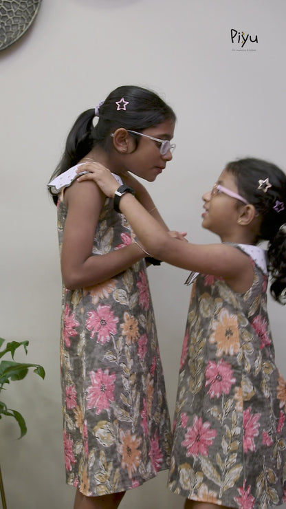 Cotton A-Line Frock with Scalloped Collar & Pintuck Detail