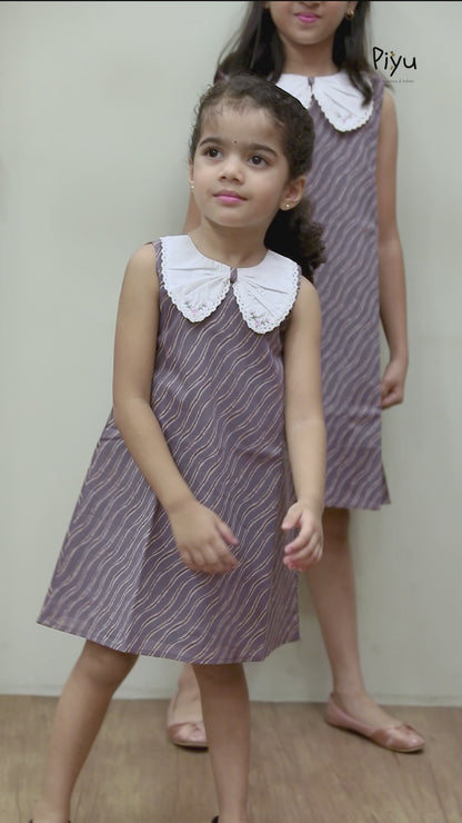 South Cotton Kids Frock, Lace Butterfly Collar