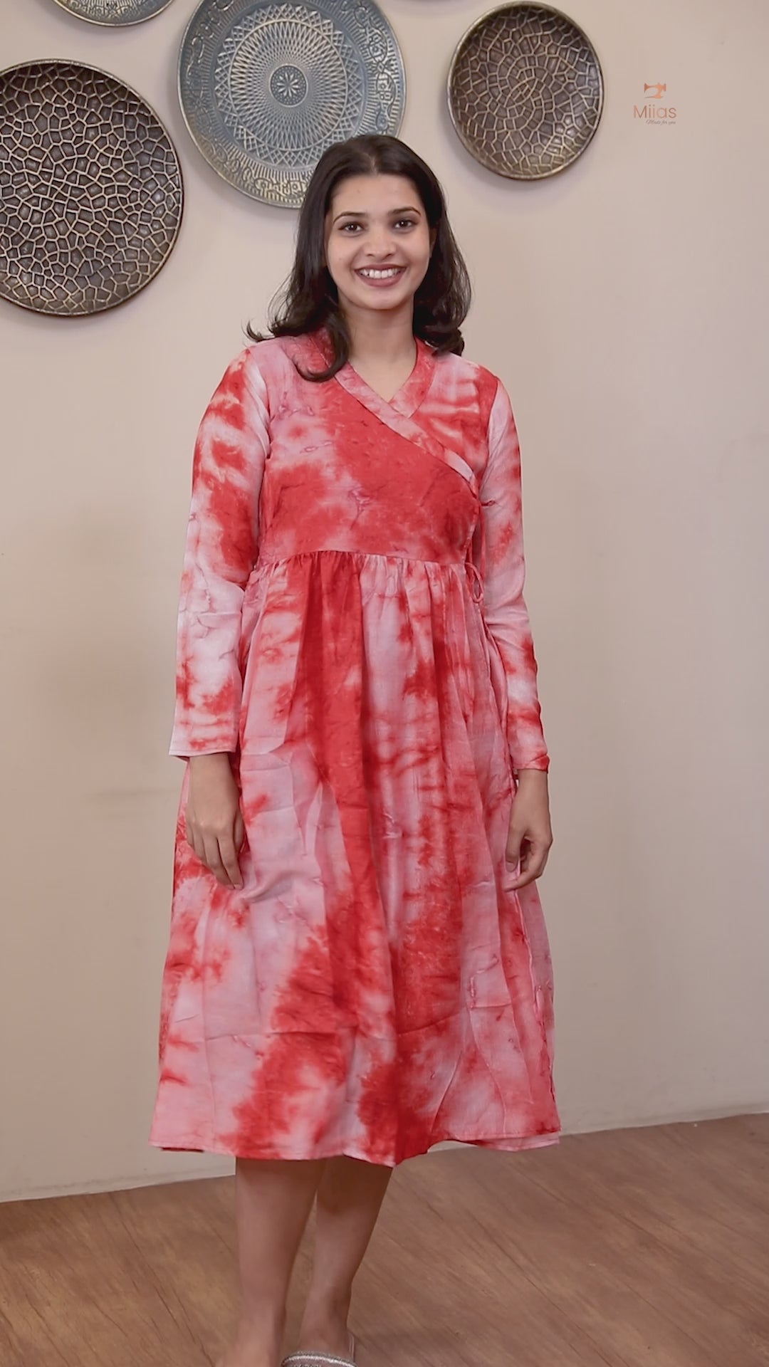 Badri Silk Angrakha Kurti - Timeless Tie & Dye-Orange