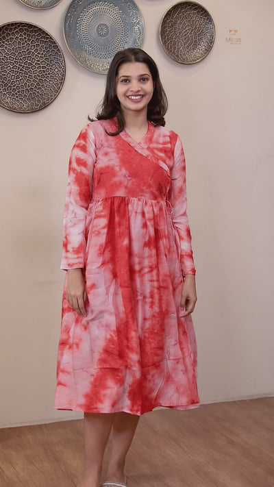 Badri Silk Angrakha Kurti - Timeless Tie & Dye-Orange