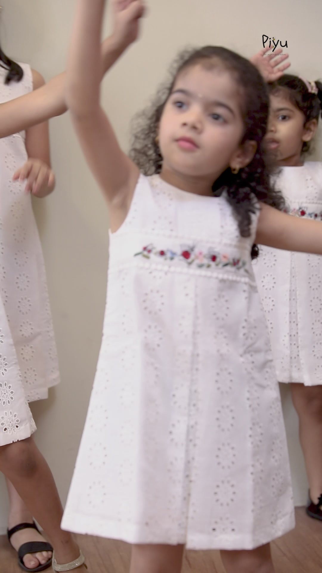 Cotton A-Line Kids Frock: Embroidered & Laced-White.