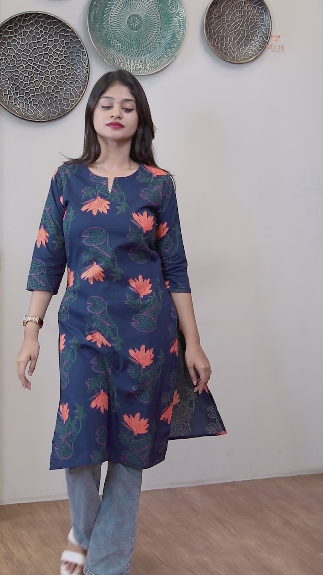 South Cotton Short Top - 40" Versatile Tunic or Mini Dress-Blue.