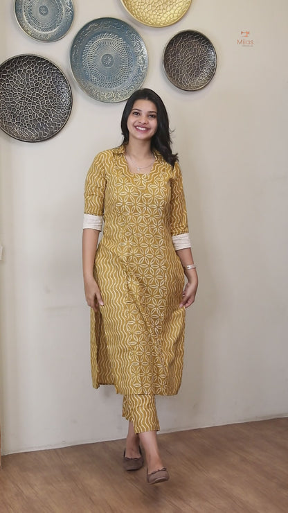 Cotton Co-ord Set: Modern Asymmetrical Design & Artisanal Style-Walnut Brown.