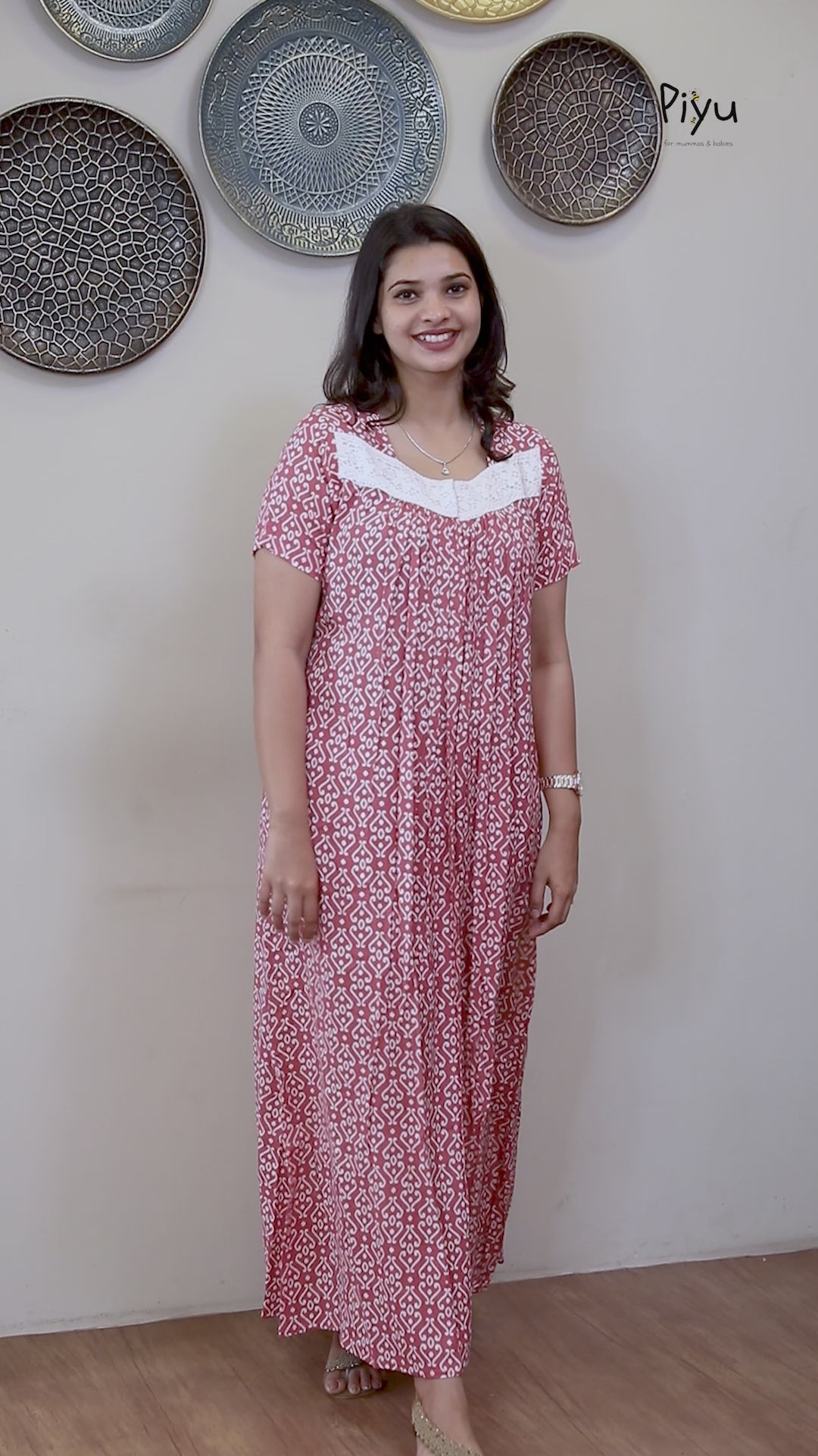 Cotton Maternity Dress: Ultimate Comfort & Nursing Access-Pink