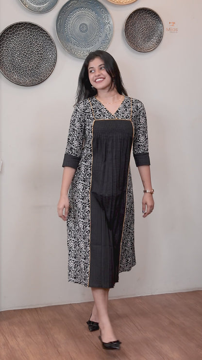 Cotton Kurti with Pintuck Smocking & Pocket