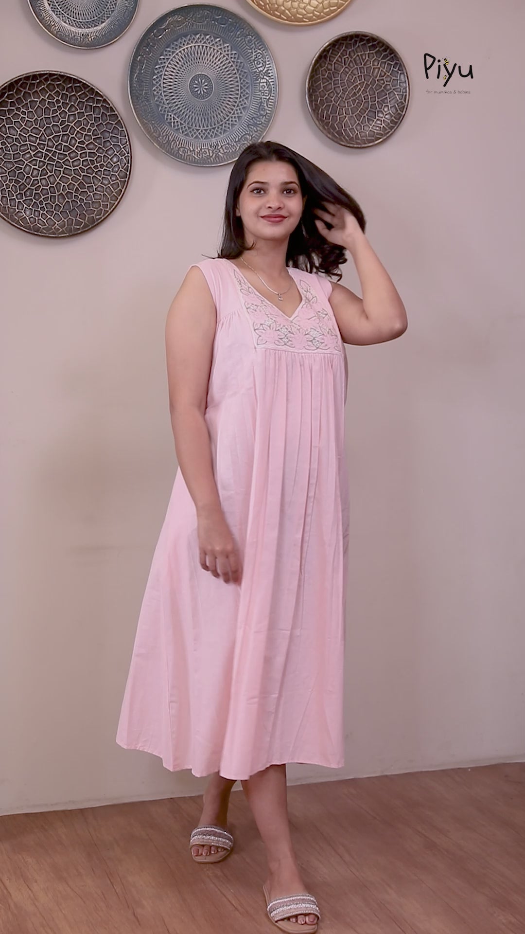 Cotton Sleeveless Maternity Nursing Dress